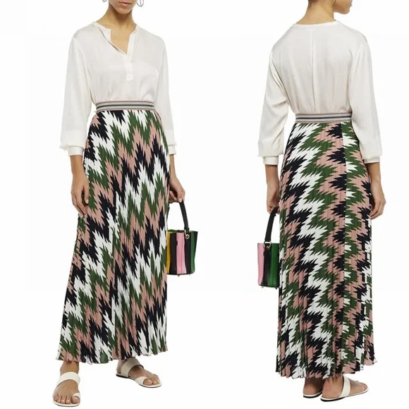 M MISSONI Chevron Zig Zag Long Maxi Skirt in Antique Rose Size IT 42 / US 6